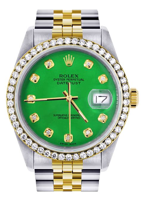 women's gold and green rolex|rolex gold watch green face.